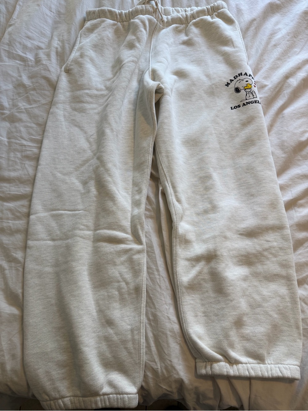 Brand new with tags Madhappy snoopy White Sweatpants Los Angeles Logo Bottoms